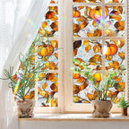 Niviy Pumpkin Thanksgiving Halloween Fall Window Clings, Stained Glass Window Film for Windows Autumn Clings Autumn Home Office Decorations for Indoor Outdoor (16.93 x 39.37inch)