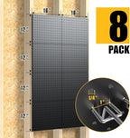 Spampur Peg Board, 8 Pack Metal Pegboard Panels with 50 Hooks, Black Pegboards Wall Organizer, Heavy Duty Peg Board for Walls