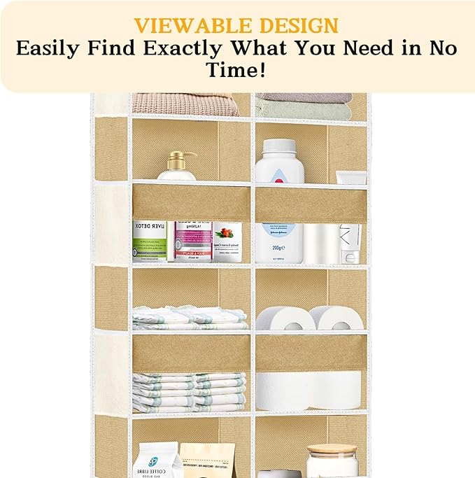 Over the Door Organizer 5 Tiers,Extra Large Behind Door Storage of 10 Compartments,80 lbs Weight Capacity Over the Door Stora