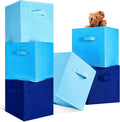 Karenhi 11 x 10. 5 x 10. 5 Blue Storage Cube, 6 Pack Fabric Cube Storage Bins Organizer Box, Collapsible Baskets with Handles