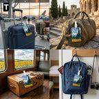 Cartoon Passport Holder and Luggage Tag Set Artistic PU Leather Passport Cover Wallet with Funny Luggage Tag for Travel Suitc