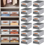 Homsorout Drawer Organizers and Storage - 12 Pack Foldable Pants Organizer with Clear Window & Handles, Fabric Closet Organiz