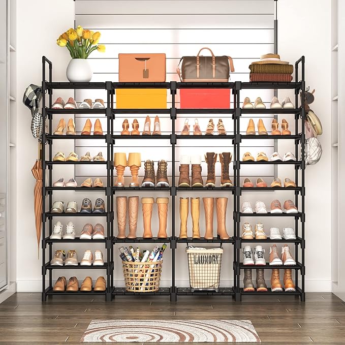ROJASOP Large Shoe Rack Organizer for Entryway Closet 64-68 Pairs 9-Tier Heavy Duty Tall Garage Shoe Rack Shoe Shelf Shoes St