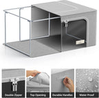 Sorbus Storage Bins with Metal Frame - Stackable & Foldable Clothes Organizer Bags - Oxford Fabric Storage Containers with La