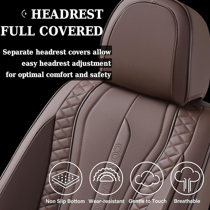 Coverado Car Seat Covers Full Set, Front Seat Cover and Back Seat Covers for Cars, Faux Leather Waterproof Seat Covers, Car S