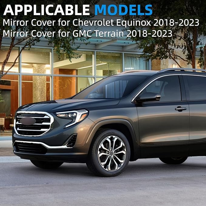 Driver Side Mirror Cover Replacement for Chevrolet Equinox 2018 2019 2020 2021 2022 2023, for GMC Terrain 2018-2023 - Left Side Mirror Covers, Rear View Mirror Cap Accessories Black