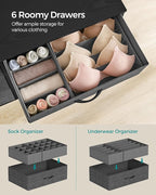 SONGMICS 6-Drawer Dresser for Bedroom, Chest of Drawers with Side Pockets, Drawer Dividers, Fabric Storage Organizer for Clos