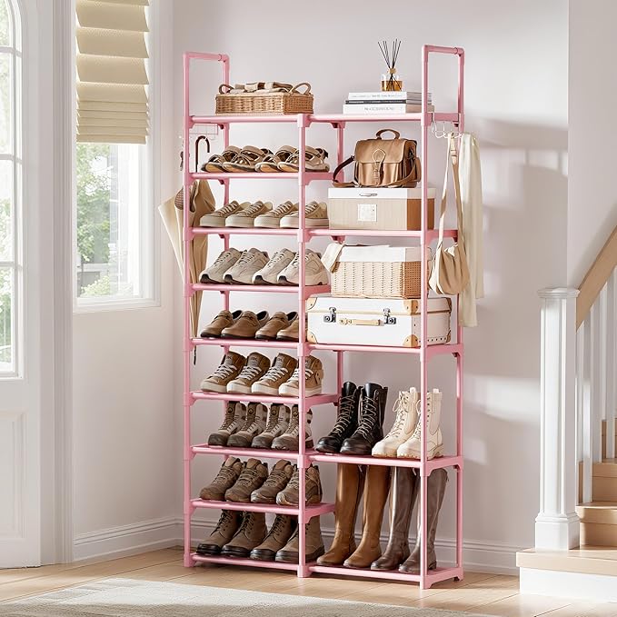 WOWLIVE 9 Tiers Large Shoe Rack White Shoe Rack Organizer for Closet 50-55 Pairs Stackable Heavy Duty Shoe Shelf Shoe Storage