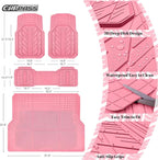 CAR PASS Floor Mats for Cars M-L Size, Heavy Duty Rubber Floor Mats with Trunk Cargo Liner, Universal Trim-to Fit Automotive Floor mats for Truck Van SUV Waterproof All Weather Car Mats All Pink