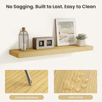 Fun Memories Rustic Wood Floating Shelves for Wall, Space-Saving Wall Mounted Shelves for Bathroom, Bedroom, Living Room and 