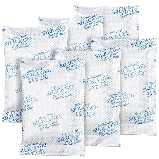 Moisture Absorbers - 100 Gram 12 Packs Silica Gel Packets, Desiccant Packs for Storage, Food Safe Desiccant for Foods, 3D