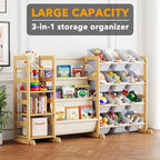 SpaceAid 3-in-1 Toy Storage Organizer with 4 Shelves and 12 Bins, Toy Organizers Storage 3-Tier Bookshelf, Kids Bin Shelf Box
