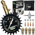 Rhino USA Adjustable Tire Deflators with Gauge (0-60psi) Calibrated & Automatic Tire Air Down Tool - Large 2" Easy Read Glow Dial & Solid Brass Hardware - Best Offroad Deflator for Jeep, Truck or ATV