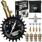 Rhino USA Adjustable Tire Deflators with Gauge (0-60psi) Calibrated & Automatic Tire Air Down Tool - Large 2" Easy Read Glow Dial & Solid Brass Hardware - Best Offroad Deflator for Jeep, Truck or ATV
