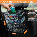 3 Gallons Car Trash Can with Lid, Bag Bin Hanging Waterproof Automotive Car Garbage Cans Leak Proof Vehicle Trash Can for Truck SUV,Colorful Leaves