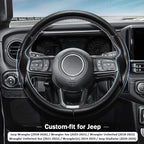 3-Piece Carbon Fiber Steering Wheel Cover, Custom Fit for Jeep Wrangler 2018-2026 Gladiator 2020-2026,Quick Install Ultra-Thin & Non-Slip,Interior Car Accessories for Men Women(Matte Black)
