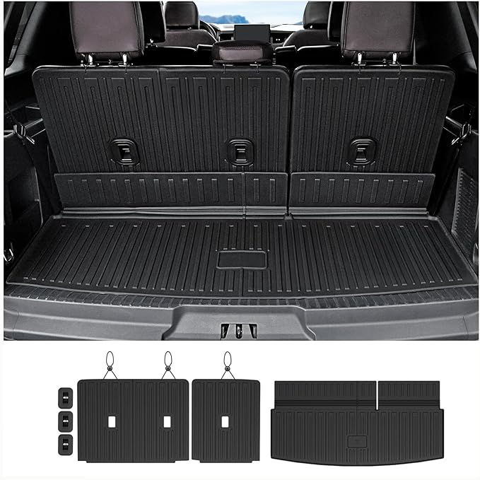 Cargo Mat Backrest Mats for 2018-2024 Ford Expedition/Lincoln Navigator 7/8 Seat(Not for Max or L Model) Accessories, All Weather Cargo Liner Seat Back Cover(Cargo Mat+3rd Row Backrest Mats)