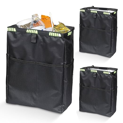Car Trash Can, Car Trash Bag Hanging, 3.5 Gallons Ultra Large Capacity Organizer and Storage with Adjustable Straps, Leakproof Lining (Pack of 3)