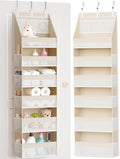 Criusia Over the Door Organizer, 6-Shelf Closet Hanging Storage with 13 Mesh Pockets, 55lbs Capacity Behind the Door Storage 
