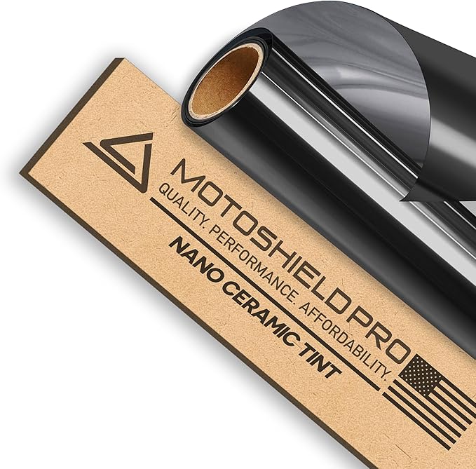 MotoShield Pro 5% VLT Nano Ceramic Window Tint for Car 36” in x 50’ ft 2PLY Roll High Heat Rejection & Glare Reduction Auto Tint Privacy Film, Rejects up to 99% IRR, 99% UV Blocking, Easy DIY Shrink