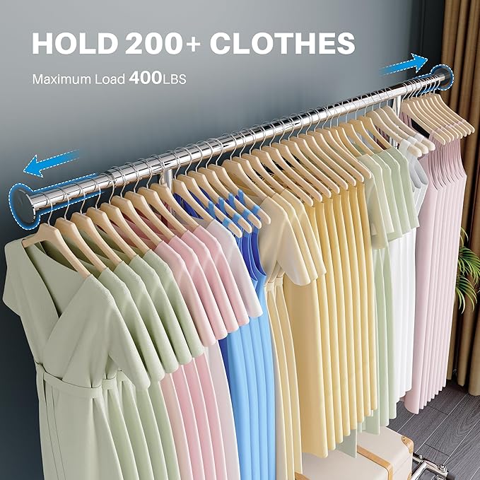 HOKEEPER Clothes Rack, Rolling Clothing Racks for Hanging Clothes, Portable Clothes Rack with Lockable Wheels, Commercial Hea