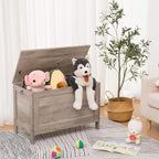HOOBRO Toy Box, Retro Wooden Look Storage Chest with Safety Hinge, Entryway Storage Bench Supports 220 lb, 29.9 x 15.7 x 18.9