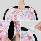 Rquite Car Seat Cover Baby, Carseat Covers Baby Girl, Minky Infant Car Seat Cover Winter, Peekaboo Opening Car Seat Canopy, M