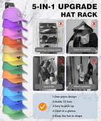 Hat Organizer for Baseball Caps, 2 Packs Hat Rack, Baseball Cap Organizer With Strong Adhesive/Wall Drilled for up to 24 Hats