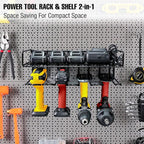 UNITEDPOWER Wall Mounted Power Tool Organizer Holder, Heavy Duty Utility Storage Rack With Shelf for Battery Powered Hand Too