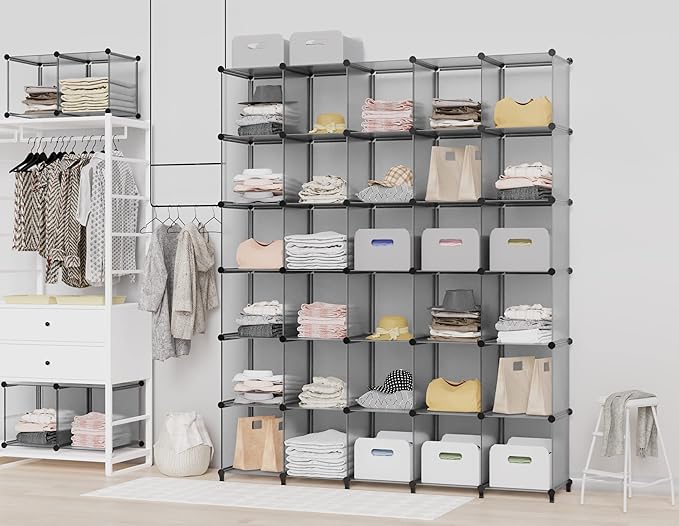 HOMIDEC Closet Organizer, 12-Cube Closet Organizers and Storage, Portable Closet Shelves, Clothing Storage (Grey)