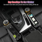 2PCS LED Car Seat Gaps Filler Organizer,Front Seat Gaps Filler, Car Seat Organizer with Ambient Light, USB Charger for Multifunction Storage Box for Holding Phone, Sunglasses