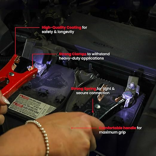 Safe Start Jumper Cable | Heavy Duty Jumper Cables for Trucks, SUV | Self Rescue Car Jump Starter | Quick Connect, Built-in Lights, Portable | Prioritizing Safety | 6 Gauge Wire, 12 Ft.