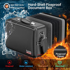 DocSafe Fireproof Document Box with Lock＆Shoulder Strap, Hard-Shell Case File Organizer with Accordion File Folder, Multi-Lay