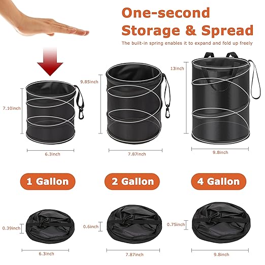 Ginsco 4 Gallons New Leakproof Car Trash Can, Large Trash Can Pop-up Collapsible Hanging Car Trash Bin, Waterproof PEVA Liner Open-Top Garbage Can for Cars Home Office Camping