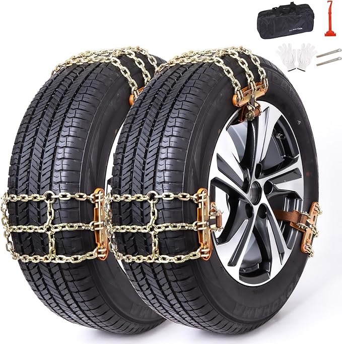 Snow Chains for SUV Car Pickup Trucks RV, Universal Adjustable Emergency Portable Snow Tire Chains, Applicable Tire Width 215