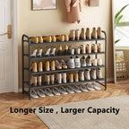 INGIORDAR Shoe Rack 4 Tier Long Storage Organizer Wide Metal Shoe Shelf for Closet Entryway Black