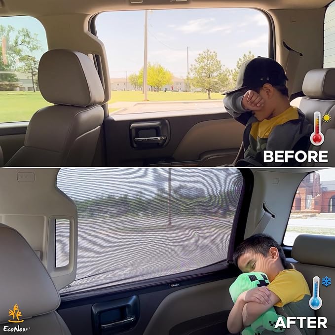 EcoNour Car Rear Window Sun Shades Compatible for Toyota Tundra | 2Pack-Sun Shade,100% UV & Mosquito Protection | Breathable Mesh Rear Window Covers for Privacy & Blackout-Car Window Accessories