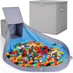 SAM AND MABEL Toy Storage Basket and Play Mat – 13" x 13" x 13" Stackable and Collapsible Cubby Box Organizers for Kids Playr