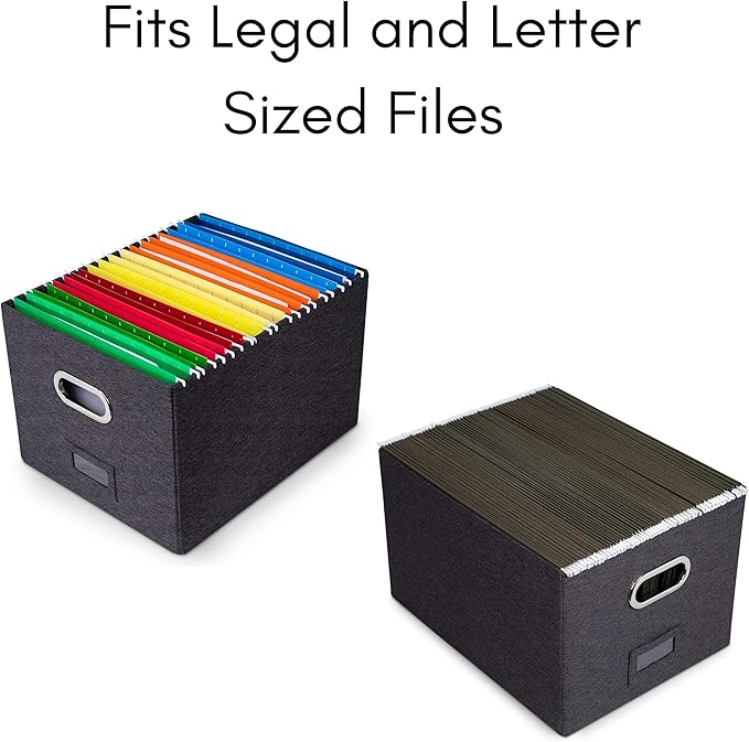 Internet's Best Collapsible File Storage Organizer with Lid - Decorative Linen Filing & Storage Office Box – Hanging Letter/L