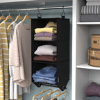 ClosetMaid 3-Shelf Fabric Hanging Closet Organizer with Garment Rod for Shirts, Sweaters, Pants, Hats, Shoes, Purses with Cha