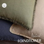 Foindtower Set of 2 Decorative Linen Fringe Lumbar Throw Pillow Covers Boho Farmhouse Cushion Cover with Tassels Soft Accent 