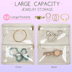Travel Jewelry Organizer Case,Small Jewelry Bags for Traveling, Jewelry Binder with 24 Pcs Clear Zipper Velvet Pouches (Inner