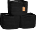 NaturalCozy Storage Cubes 9”x9”x7”Cotton Rope Woven Baskets for Organizing 3-Pack | 9 Inch Cube Storage Bin | Small Basket fo