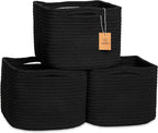 NaturalCozy Storage Cubes 9”x9”x7”Cotton Rope Woven Baskets for Organizing 3-Pack | 9 Inch Cube Storage Bin | Small Basket fo