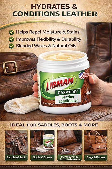 Tribello Libman Oakwood Leather Conditioner 16 oz – Hydrates & Conditions Leather – Helps Repel Moisture & Stains – For Saddl