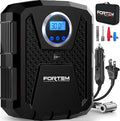 FORTEM Tire Inflator Portable Air Compressor, Air Pump for Car Tires and Bikes, Car Tire Pump w/Auto Shut Off, 150 PSI, 110V AC 12V DC, LED Light, Carrying Case, for Men, Women
