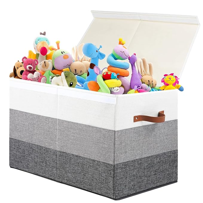 Mayniu Toy Box Storage Chest with Divider, Large Sturdy Toy Bin Organizer Basket with Lid for Kids, Boys, Girls, Nursery, Liv