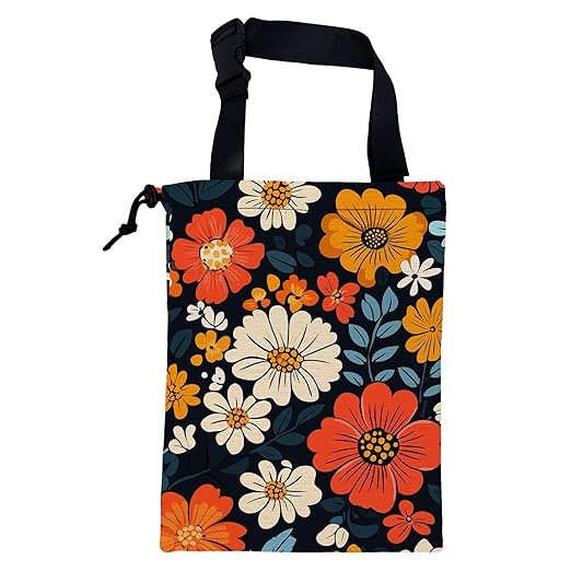 Car Garbage Bag Abstract Floral and Green Leaves Hanging Canvas Car Trash Bag Drawstring Car Back Seat Organizer for Car Back Front Seat Console with Adjustable Buckle