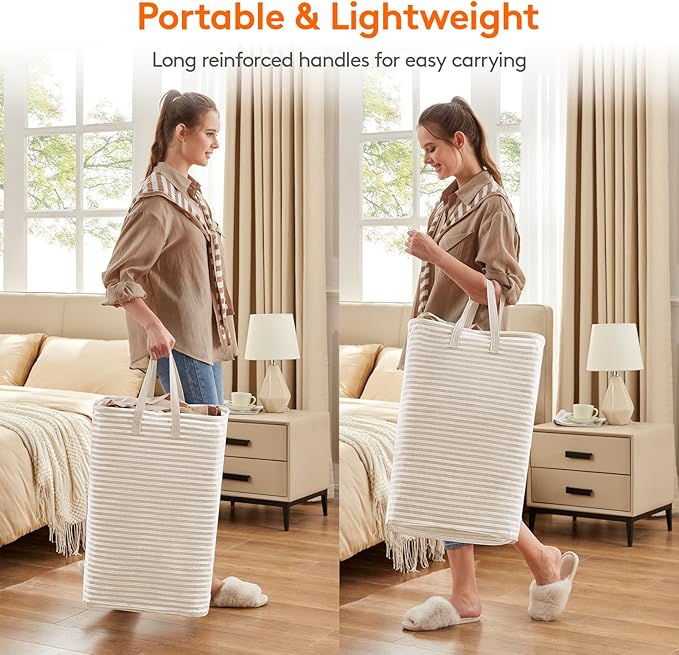 Lifewit 3 Pack Laundry Basket 80L Each, Collapsible Clothes Hamper with Reinforced Handles, Freestanding Waterproof Design fo
