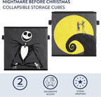 Nightmare Before Christmas Jack and Sally Set of 2 Durable Storage Cubes with Handles, 10"x10"x10" Cubes